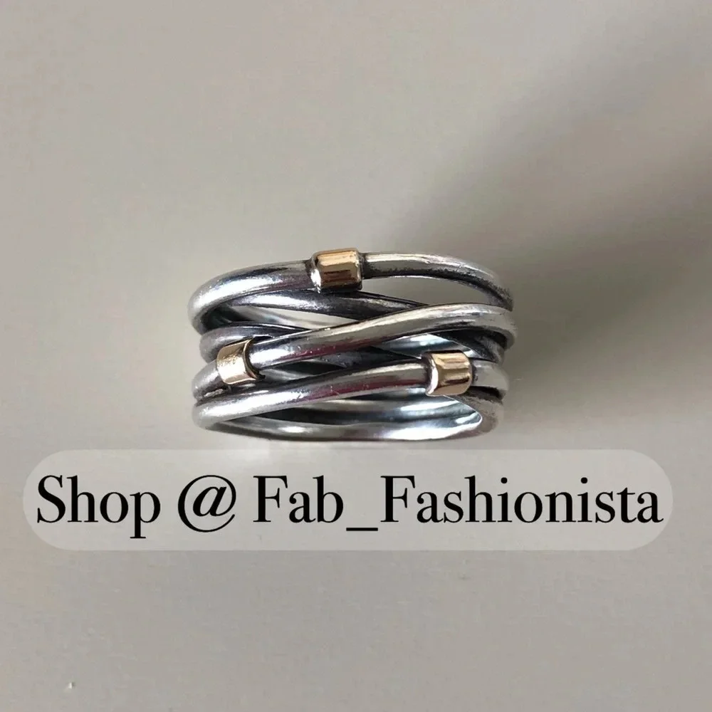 Pandora 14k gold and sterling silver ring retired size 58